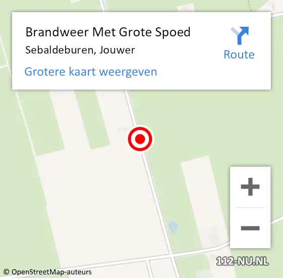 Locatie op kaart van de 112 melding: Brandweer Met Grote Spoed Naar Sebaldeburen, Jouwer op 4 januari 2016 07:25