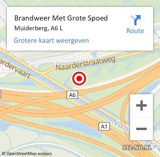 Locatie op kaart van de 112 melding: Brandweer Met Grote Spoed Naar Muiderberg, A6 L hectometerpaal: 41,7 op 4 januari 2016 07:30