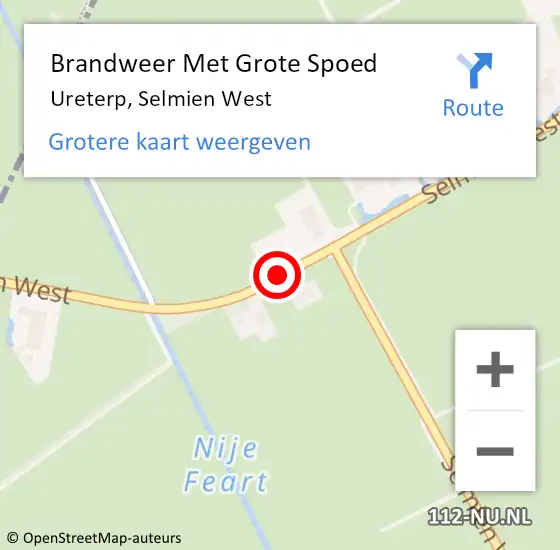 Locatie op kaart van de 112 melding: Brandweer Met Grote Spoed Naar Ureterp, Selmien West op 4 januari 2016 07:44