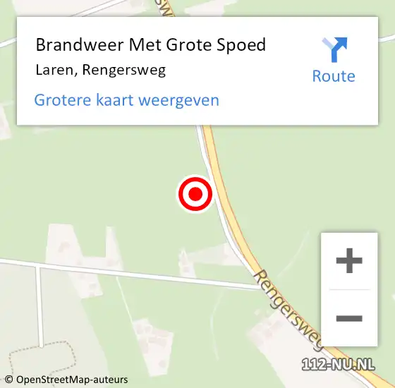 Locatie op kaart van de 112 melding: Brandweer Met Grote Spoed Naar Laren, Rengersweg op 4 januari 2016 08:42