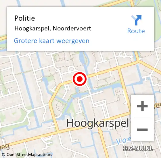 Locatie op kaart van de 112 melding: Politie Hoogkarspel, Noordervoert op 4 januari 2016 09:44