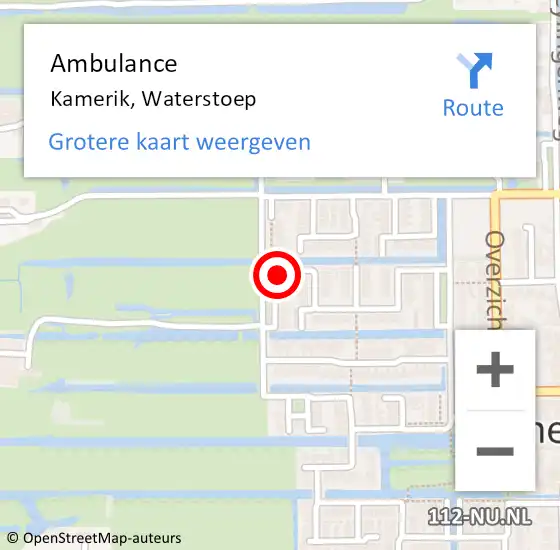 Locatie op kaart van de 112 melding: Ambulance Kamerik, Waterstoep op 4 januari 2016 12:58