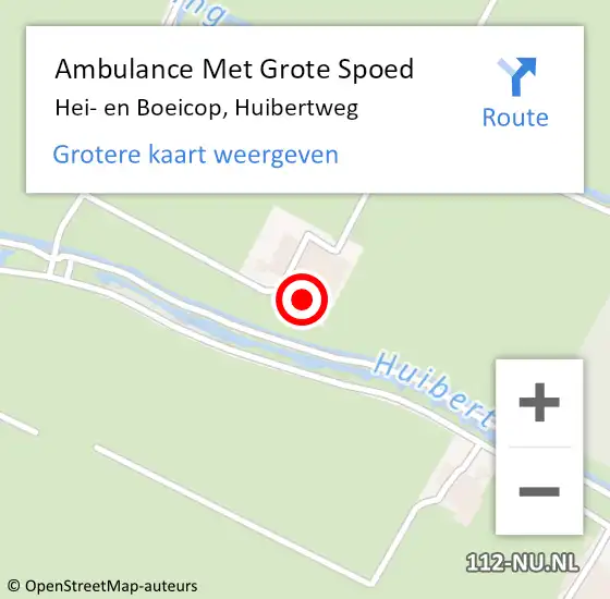 Locatie op kaart van de 112 melding: Ambulance Met Grote Spoed Naar Hei- en Boeicop, Huibertweg op 4 januari 2016 12:59