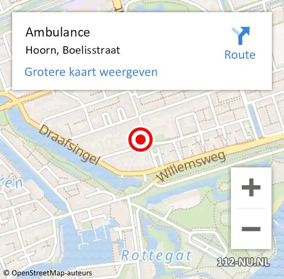 Locatie op kaart van de 112 melding: Ambulance Hoorn, Boelisstraat op 2 december 2013 11:36