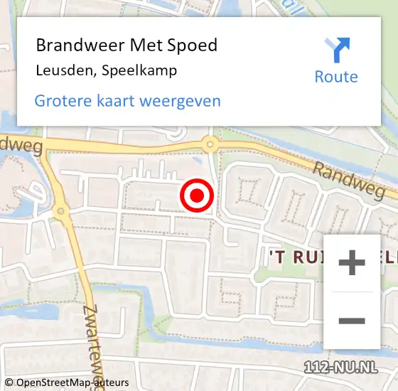 Locatie op kaart van de 112 melding: Brandweer Met Spoed Naar Leusden, Speelkamp op 4 januari 2016 14:48