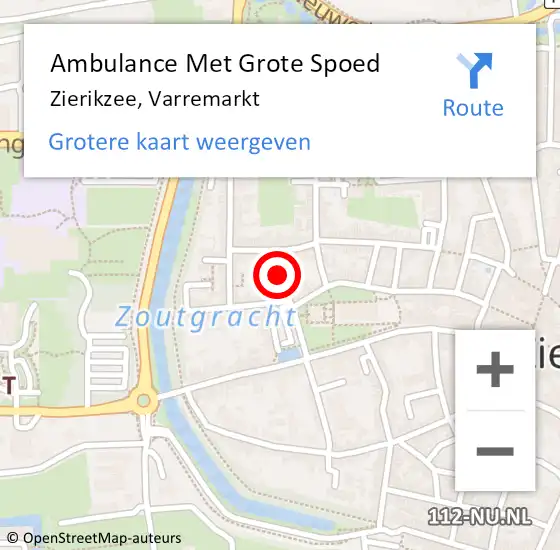 Locatie op kaart van de 112 melding: Ambulance Met Grote Spoed Naar Zierikzee, Varremarkt op 2 december 2013 11:49