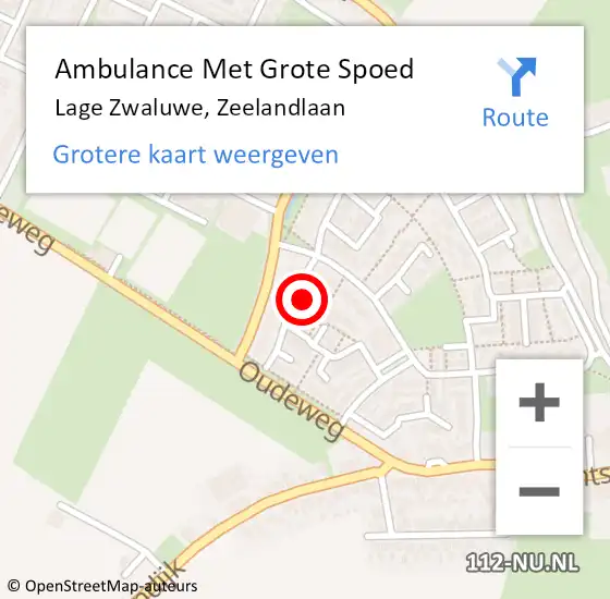 Locatie op kaart van de 112 melding: Ambulance Met Grote Spoed Naar Lage Zwaluwe, Zeelandlaan op 4 januari 2016 16:02