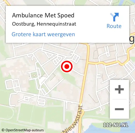 Locatie op kaart van de 112 melding: Ambulance Met Spoed Naar Oostburg, Hennequinstraat op 4 januari 2016 16:13