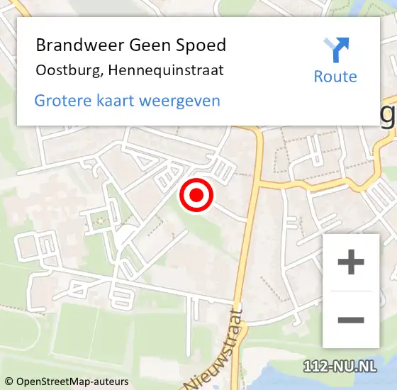 Locatie op kaart van de 112 melding: Brandweer Geen Spoed Naar Oostburg, Hennequinstraat op 4 januari 2016 16:37