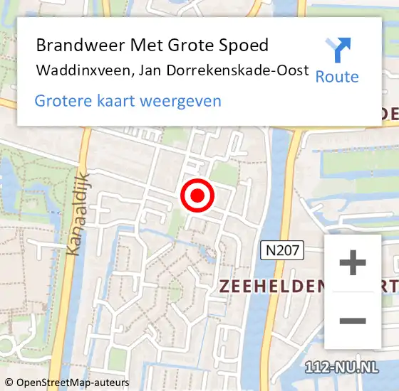 Locatie op kaart van de 112 melding: Brandweer Met Grote Spoed Naar Waddinxveen, Jan Dorrekenskade-Oost op 4 januari 2016 17:28