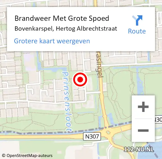 Locatie op kaart van de 112 melding: Brandweer Met Grote Spoed Naar Bovenkarspel, Hertog Albrechtstraat op 4 januari 2016 17:33