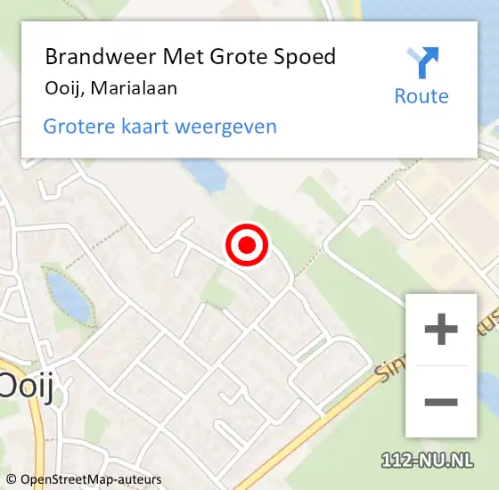 Locatie op kaart van de 112 melding: Brandweer Met Grote Spoed Naar Ooij, Marialaan op 4 januari 2016 18:15