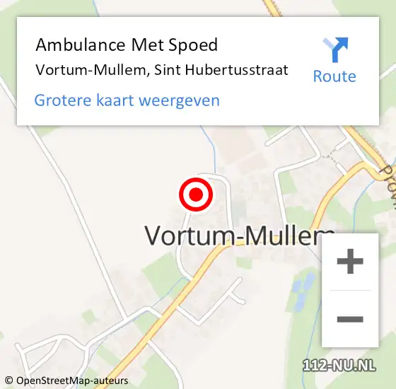 Locatie op kaart van de 112 melding: Ambulance Met Spoed Naar Vortum-Mullem, Sint Hubertusstraat op 4 januari 2016 18:44