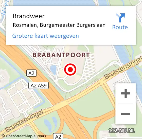 Locatie op kaart van de 112 melding: Brandweer Rosmalen, Burgemeester Burgerslaan op 4 januari 2016 18:56