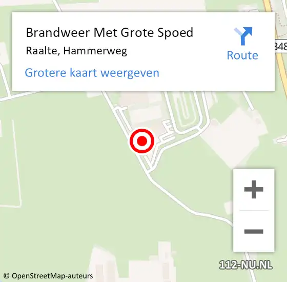 Locatie op kaart van de 112 melding: Brandweer Met Grote Spoed Naar Raalte, Hammerweg op 4 januari 2016 18:59