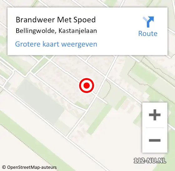 Locatie op kaart van de 112 melding: Brandweer Met Spoed Naar Bellingwolde, Kastanjelaan op 4 januari 2016 19:03