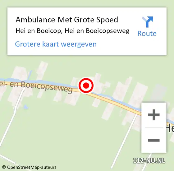 Locatie op kaart van de 112 melding: Ambulance Met Grote Spoed Naar Hei en Boeicop, Hei en Boeicopseweg op 2 december 2013 12:05