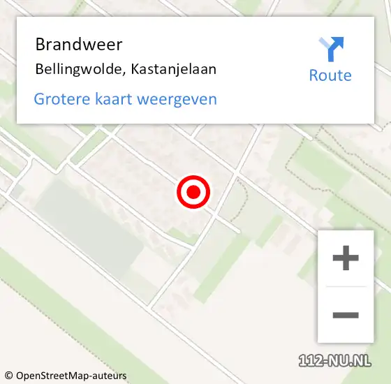 Locatie op kaart van de 112 melding: Brandweer Bellingwolde, Kastanjelaan op 4 januari 2016 19:50