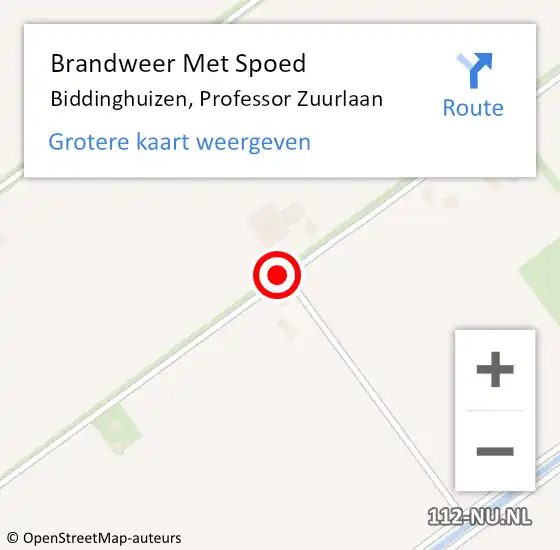 Locatie op kaart van de 112 melding: Brandweer Met Spoed Naar Biddinghuizen, Professor Zuurlaan op 4 januari 2016 20:23