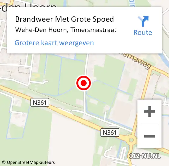 Locatie op kaart van de 112 melding: Brandweer Met Grote Spoed Naar Wehe-Den Hoorn, Timersmastraat op 4 januari 2016 20:45