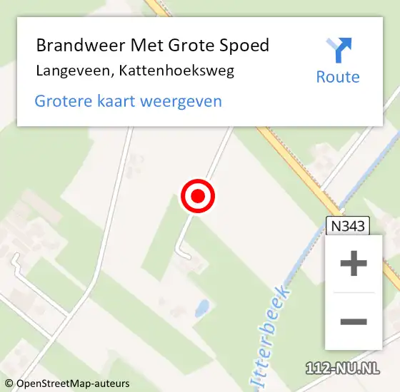 Locatie op kaart van de 112 melding: Brandweer Met Grote Spoed Naar Langeveen, Kattenhoeksweg op 4 januari 2016 20:54