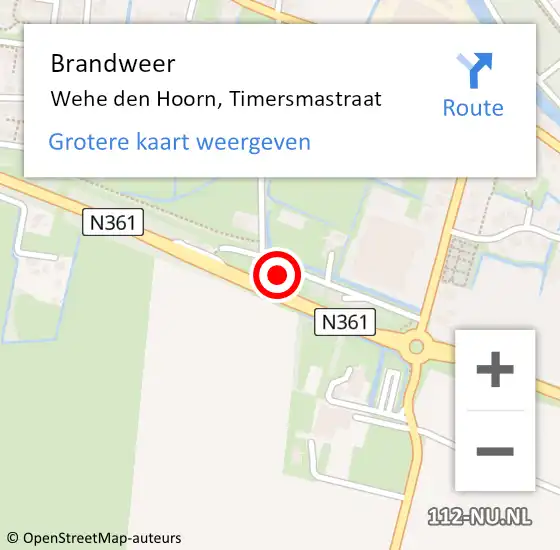 Locatie op kaart van de 112 melding: Brandweer Wehe den Hoorn, Timersmastraat op 4 januari 2016 20:57