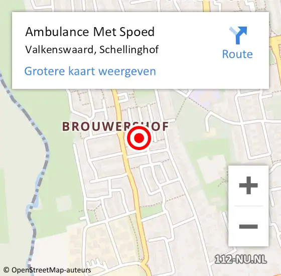 Locatie op kaart van de 112 melding: Ambulance Met Spoed Naar Valkenswaard, Schellinghof op 4 januari 2016 21:37