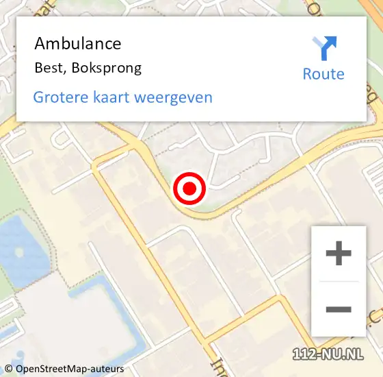 Locatie op kaart van de 112 melding: Ambulance Best, Boksprong op 5 januari 2016 00:16