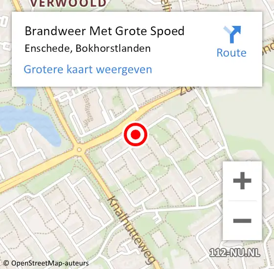 Locatie op kaart van de 112 melding: Brandweer Met Grote Spoed Naar Enschede, Bokhorstlanden op 5 januari 2016 00:56