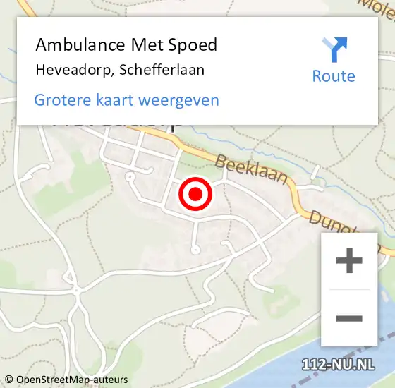 Locatie op kaart van de 112 melding: Ambulance Met Spoed Naar Heveadorp, Schefferlaan op 5 januari 2016 04:14