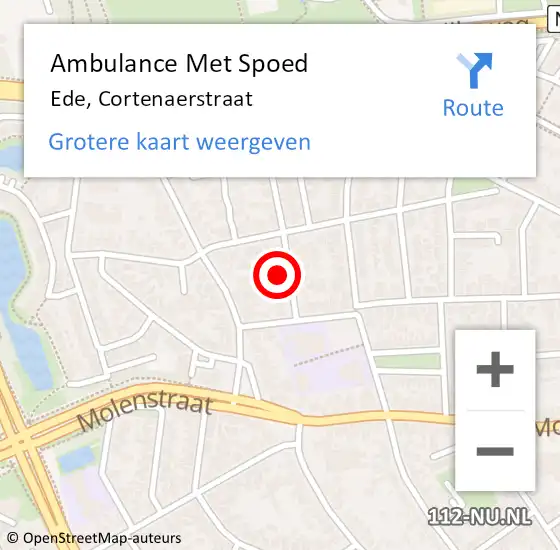 Locatie op kaart van de 112 melding: Ambulance Met Spoed Naar Ede, Cortenaerstraat op 5 januari 2016 05:22