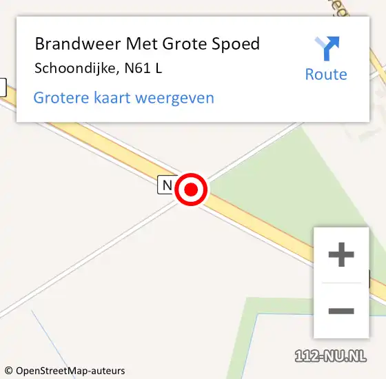 Locatie op kaart van de 112 melding: Brandweer Met Grote Spoed Naar Schoondijke, N61 L op 5 januari 2016 06:07