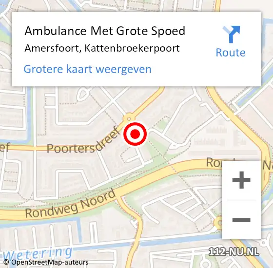 Locatie op kaart van de 112 melding: Ambulance Met Grote Spoed Naar Amersfoort, Kattenbroekerpoort op 5 januari 2016 07:47