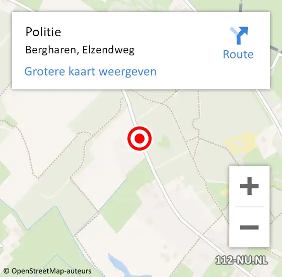 Locatie op kaart van de 112 melding: Politie Bergharen, Elzendweg op 5 januari 2016 08:21