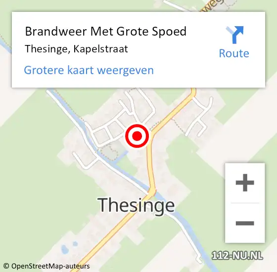 Locatie op kaart van de 112 melding: Brandweer Met Grote Spoed Naar Thesinge, Kapelstraat op 5 januari 2016 08:54