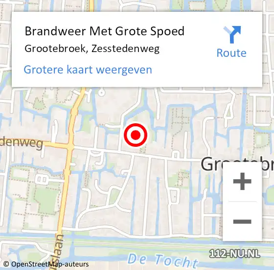 Locatie op kaart van de 112 melding: Brandweer Met Grote Spoed Naar Grootebroek, Zesstedenweg op 5 januari 2016 09:33