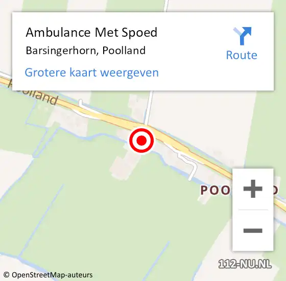 Locatie op kaart van de 112 melding: Ambulance Met Spoed Naar Barsingerhorn, Poolland op 5 januari 2016 10:13