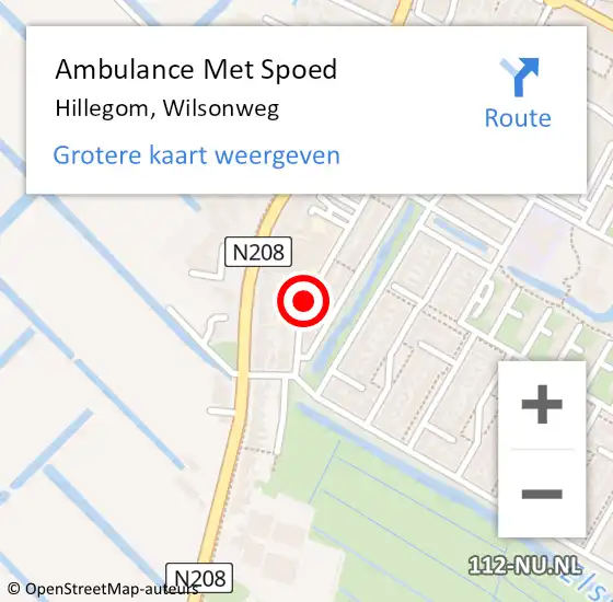 Locatie op kaart van de 112 melding: Ambulance Met Spoed Naar Hillegom, Wilsonweg op 2 december 2013 12:43