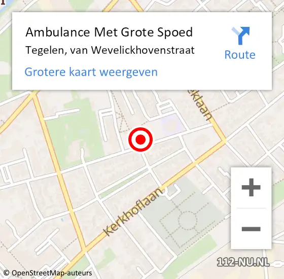 Locatie op kaart van de 112 melding: Ambulance Met Grote Spoed Naar Tegelen, van Wevelickhovenstraat op 5 januari 2016 11:11