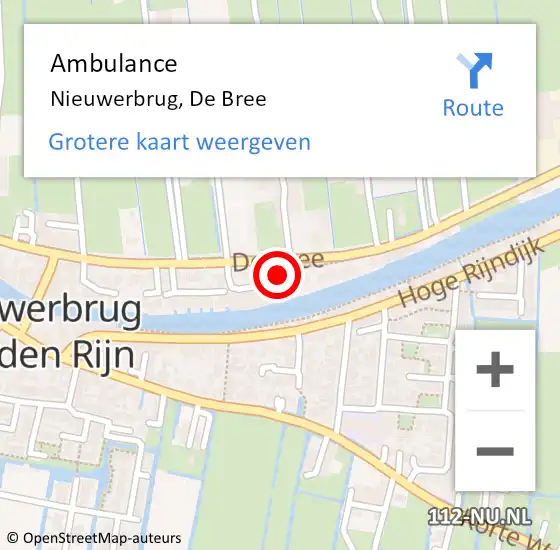 Locatie op kaart van de 112 melding: Ambulance Nieuwerbrug, De Bree op 5 januari 2016 11:15