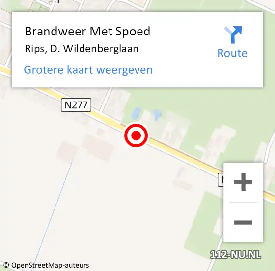 Locatie op kaart van de 112 melding: Brandweer Met Spoed Naar Rips, D. Wildenberglaan op 5 januari 2016 11:45