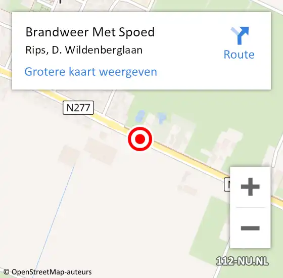 Locatie op kaart van de 112 melding: Brandweer Met Spoed Naar Rips, D. Wildenberglaan op 5 januari 2016 12:22