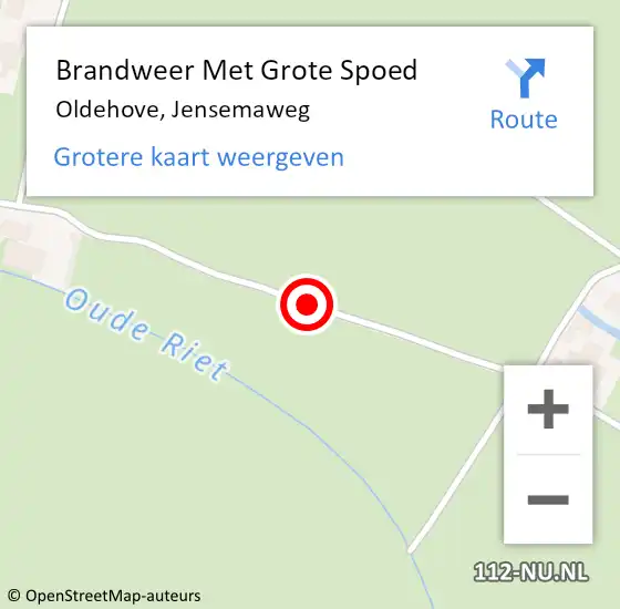 Locatie op kaart van de 112 melding: Brandweer Met Grote Spoed Naar Oldehove, Jensemaweg op 5 januari 2016 12:25