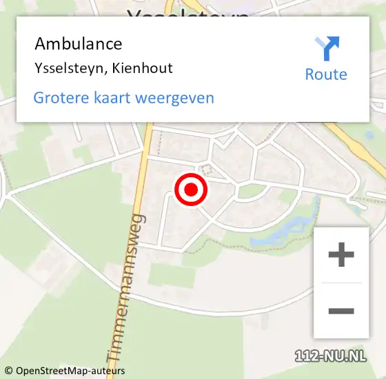 Locatie op kaart van de 112 melding: Ambulance Ysselsteyn, Kienhout op 2 december 2013 12:51