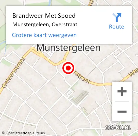 Locatie op kaart van de 112 melding: Brandweer Met Spoed Naar Munstergeleen, Overstraat op 5 januari 2016 12:34