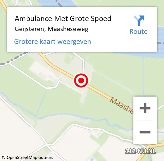 Locatie op kaart van de 112 melding: Ambulance Met Grote Spoed Naar Geijsteren, Maasheseweg op 5 januari 2016 12:58