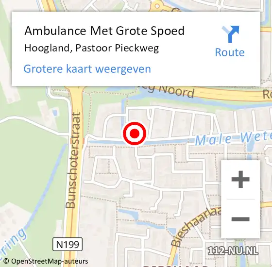 Locatie op kaart van de 112 melding: Ambulance Met Grote Spoed Naar Hoogland, Pastoor Pieckweg op 5 januari 2016 14:34