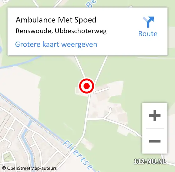 Locatie op kaart van de 112 melding: Ambulance Met Spoed Naar Renswoude, Ubbeschoterweg op 5 januari 2016 15:31