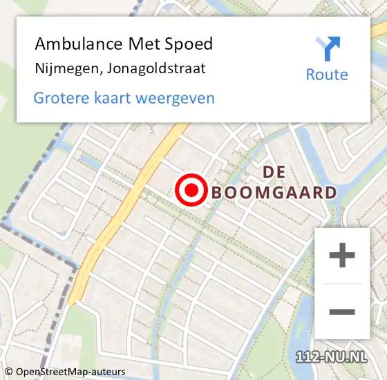 Locatie op kaart van de 112 melding: Ambulance Met Spoed Naar Nijmegen, Jonagoldstraat op 5 januari 2016 15:42