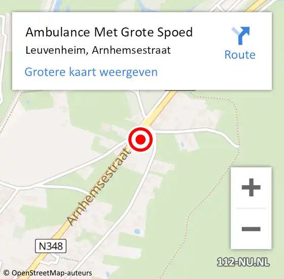 Locatie op kaart van de 112 melding: Ambulance Met Grote Spoed Naar Leuvenheim, Arnhemsestraat op 5 januari 2016 15:50